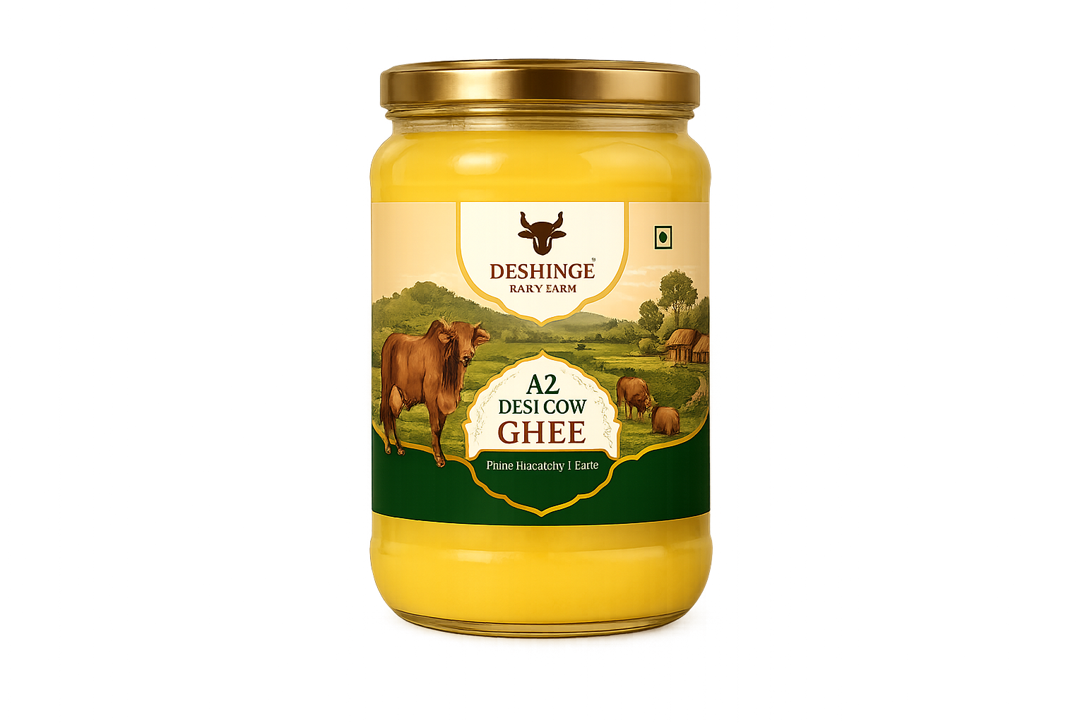 Deshinge Dairy Farm A2 Desi Cow Ghee jar — front view